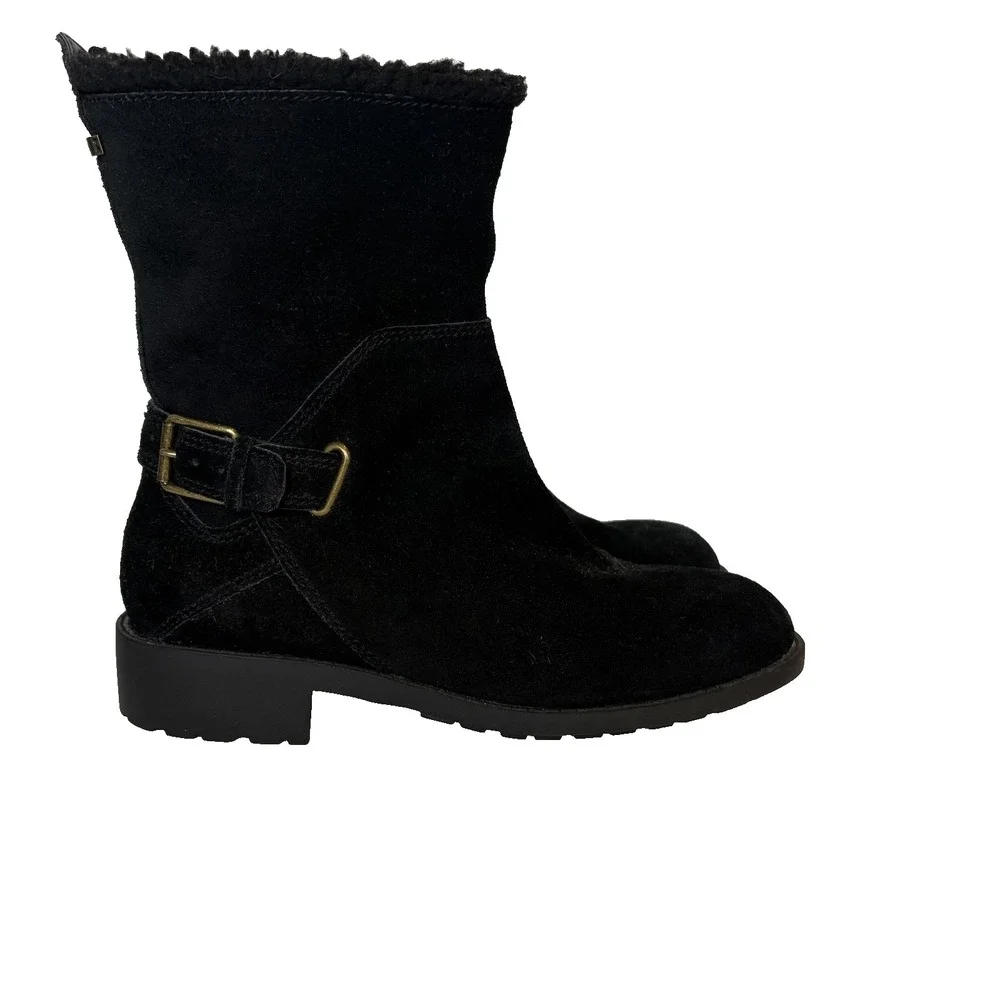 Cole Haan Boots‎ Womens Size 7 Black Suede Waterproof Faux Fur Lined W15745